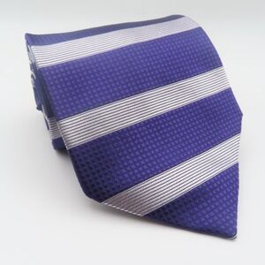 Verie God Tie Silk Purple Silver Striped 4" Wide 54" Long Hand Made
